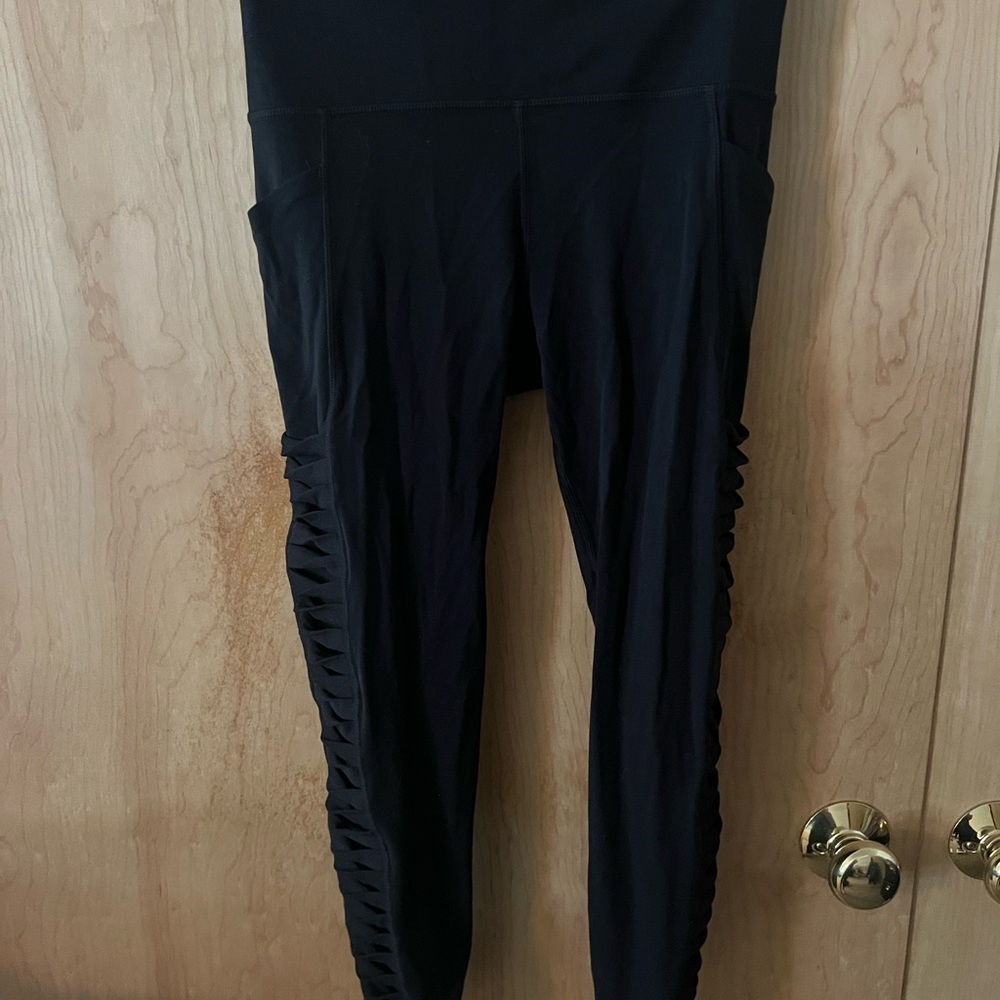 Athleta Black High-Waisted Leggings with Side Detail